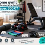 Petit coin de home gym équipé d'haltères, tapis et banc